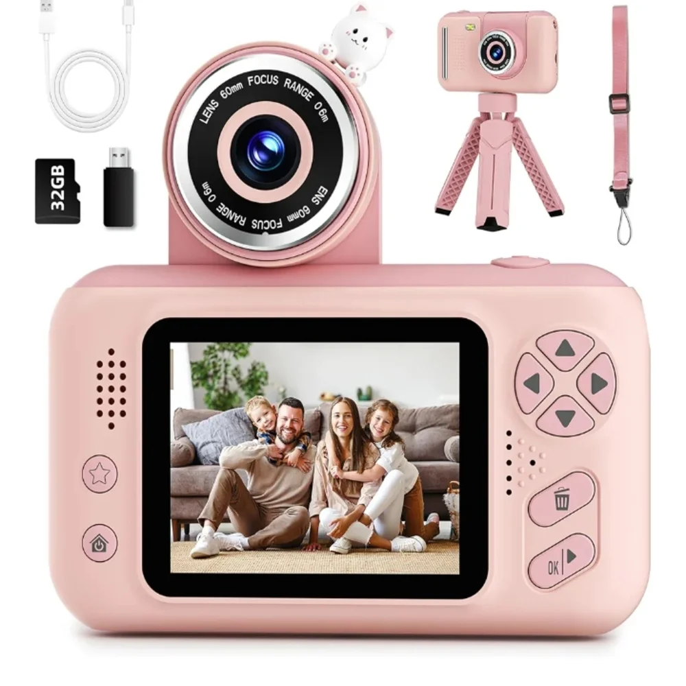 Pink Digital Camera with Accessories